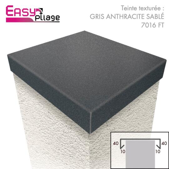 Chapeau de pilier Aluminium Gris Anthracite RAL 7016 Sablé Fine Texture 15/10ème